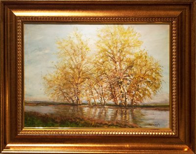 Early Spring with Frame by Laszlo Mednyanszky